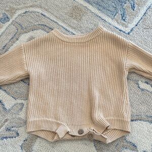 Cozy Tan Baby Sweater Onesie